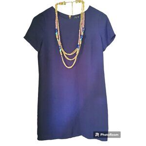 Corpcore Lulu's Navy Zip-up Short Sleeve Shirt Dress Small